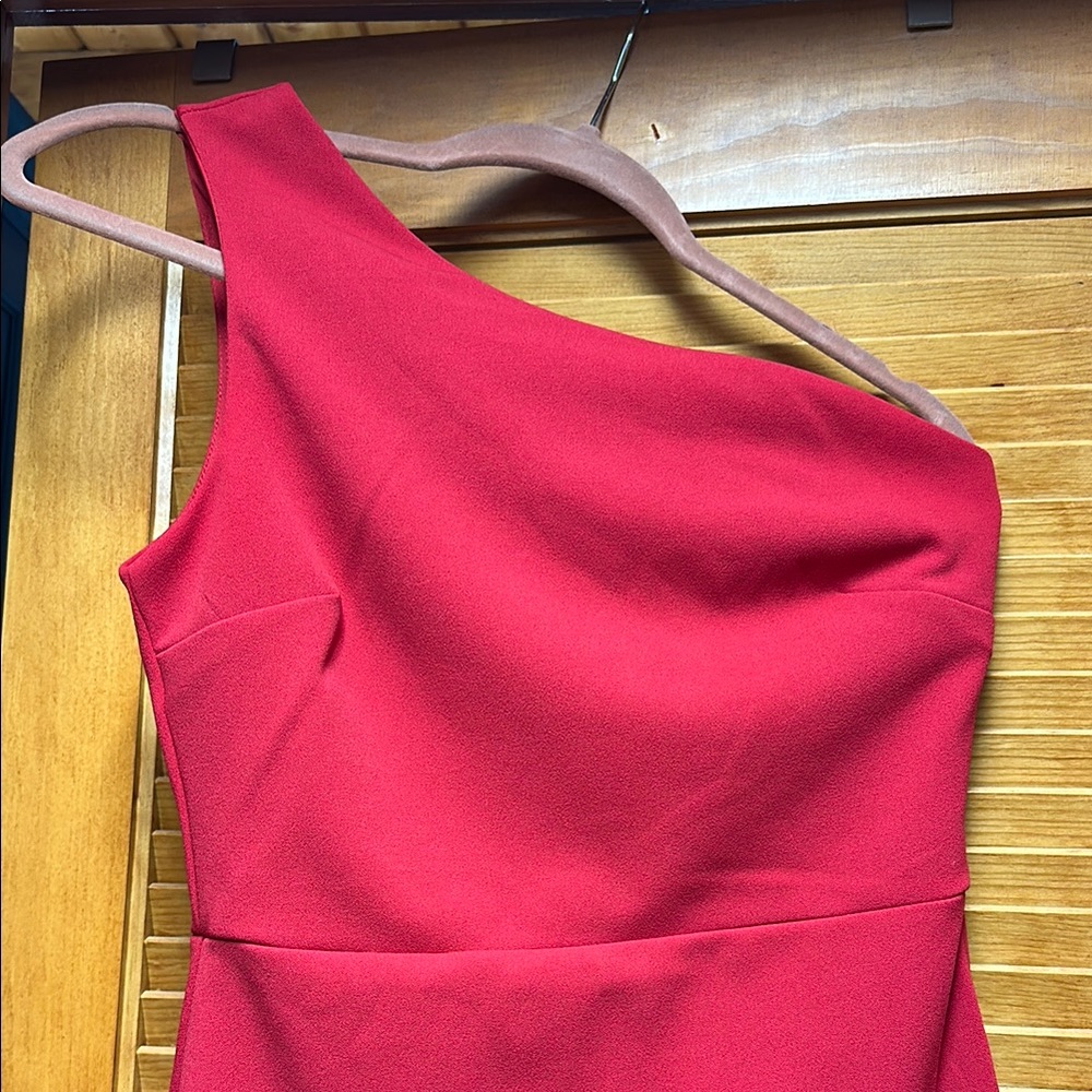 Red One Shoulder Asymmetrical Cocktail Dress